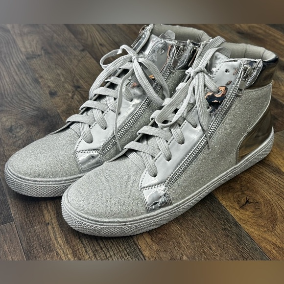 Lauren Lorraine Skippy Silver Glitter High-Top Sneakers – Size 10 - Picture 5 of 10